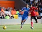 Ahmed El Mohamady of Hull battles with Wilfried Zaha of Cardiff during the Barclays Premier League match between Cardiff City and Hull City at Cardiff City Stadium on Febuary 22, 2014