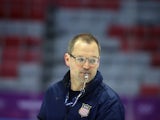 Head coach of Team USA Dan Bylsma conducts practice on day three of the Sochi 2014 Winter Olympics at Bolshoy Arena on February 10, 2014