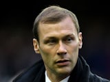 Ex-Everton player Duncan Ferguson looks on as the memory of the late Gary Speed is honoured prior to the Barclays Premier League match between Everton and Stoke City at Goodison Park on December 4, 2011