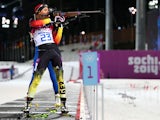 Evi Sachenbacher-Stehle of Germany competes in the Women's 12.5 km Mass Start during day ten of the Sochi 2014 Winter Olympics at Laura Cross-country Ski & Biathlon Center on February 17, 2014