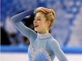 US Gracie Gold reacts after she performs in the Women's Figure Skating Team Free Program at the Iceberg Skating Palace during the Sochi Winter Olympics on February 9, 2014