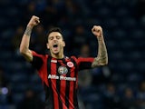 Frankfurt's Joselu celebrates after scoring against Porto during their Europa League match on February 20, 2014