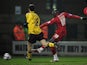 Jonathan Tehoue of Leyton Orient shoots to score the equaliser during the FA Cup sponsored by E.ON 5th Round match between Leyton Orient and Arsenal at the Matchroom Stadium on February 20, 2011
