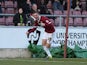 Brennan Dickenson of Northampton Town celebrates after scoring his sides 2nd goal during the Sky Bet League Two match between Northampton Town and Hatrlepool United at Sixfields Stadium on February 22, 2014