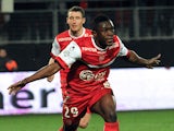 Valenciennes' Ghanaian forward Majeed Waris celebrates after scoring a goal during the French L1 football match between Valenciennes and Sochaux on February 22, 2014