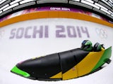 Pilot Winston Watts and Marvin Dixon of Jamaica team 1 make a run during the Men's Two-Man Bobsleigh heats on Day 9 of the Sochi 2014 Winter Olympics at Sliding Center Sanki on February 16, 2014