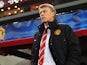 Manchester United manager David Moyes looks on prior to kick-off against Olympiakos in their Champions League match on February 25, 2014