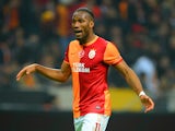 Galatasaray's Didier Drogba in action against Chelsea during the Champions League match on February 26, 2014