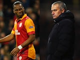 Didier Drogba of Galatasaray and former Chelsea player and Chelsea Manager Jose Mourinho