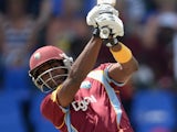 Dwayne Bravo of the West Indies bats during the 1st One Day International between West Indies and England at Sir Viv Richards Cricket Ground on February 28, 2014