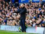 Roberto Martinez, manager of Everton gives the thumbs up during the Barclays Premier League match between Everton and West Ham United at Goodison Park on March 1, 2014
