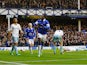 Romelu Lukaku of Everton celebrates his goal during the Barclays Premier League match between Everton and West Ham United at Goodison Park on March 1, 2014