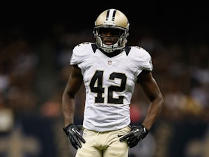 Isa Abdul-Quddus #42 of the New Orleans Saints in action against Jacksonville Jaguars on August 17, 2012
