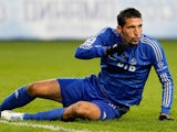 Dynamo Moscow's Kevin Kuranyi reacts against CSKA Moscow during their Russian Premier League match on April 12, 2013