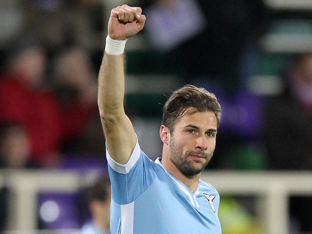 Lorik Cana of SS Lazio celebrates after scoring the opening goal during the Serie A match between ACF Fiorentina and SS Lazio at Stadio Artemio Franchi on March 2, 2014