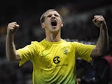 Anzhi Makhachkala's Olexandr Aliyev celebrates after scoring the opening goal against Genk during their Europa League match on February 27, 2014