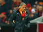 Galatasaray head coach Roberto Mancini on the touchline against Chelsea during his team's Champions League match on February 26, 2014