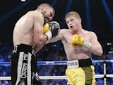 Canelo Alvarez throws a punch against Alfredo Angulo during the non-title, 12-round super welterweight bout at the MGM Grand Garden March 8, 2014