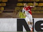Monaco's Dimitar Berbatov celebrates after scoring the opening goal against Sochaux during their Ligue 1 match on March 8, 2014