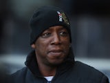 MK Dons coach Ian Wright looks on prior to the FA Cup with Budweiser Second Round match between MK Dons and AFC Wimbledon at StadiumMK on December 2, 2012