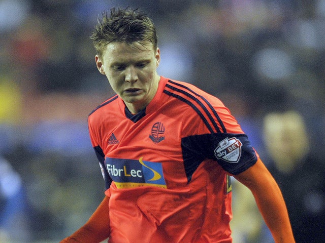 Joe Mason of Bolton Wanderers during the Sky Bet Championship match between Wigan Athletic and Bolton Wanderers at the DW Stadium on December 15, 2013