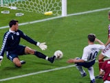 England's Michael Owen scores against Denmark at the World Cup on June 15, 2002.