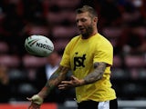 Sean Long of Salford warms up during the Stobart Super League match between London Broncos and Salford City Reds at The Stoop on August 4, 2012