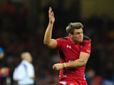 Wales player Dan Biggar kicks at goal during the RBS Six Nations match between Wales and Scotland at Millenium Stadium on March 15, 2014