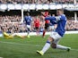 Gerard Deulofeu of Everton celebrates after scoring the first goal during the Barclays Premier League match between Everton and Cardiff City at Goodison Park on March 15, 2014
