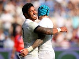 England's Manusamoa Tuilagi celebrates after scoring a try against Italy during the Six Nations match on March 15, 2014