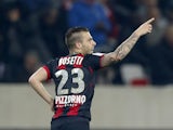 Nice's French forward Alexy Bosetti celebrates after scoring a goal during the French L1 football match Nice (OGCN ) vs Bastia (SCB) at the Allianz Riviera stadium in Nice, southern France, on March 15, 2014