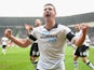Derby's Craig Bryson celebrates after scoring his third goal against Nottingham Forest during the Championship match on March 22, 2014