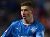 Fraser Aird of Rangers reacts during the The William Hill Scottish Cup Third Round match between Rangers and Airdrieonians at Ibrox Stadium on November 1, 2013
