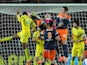 Nantes' French defender Koffi Djidji (L) scores a goal during the French L1 football match between Nantes and Montpellier on March 22, 2014