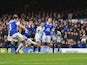 Leighton Baines of Everton scores from the penalty spot during the Barclays Premier League match between Everton and Swansea City at Goodison Park on March 22, 2014