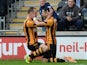 Liam Rosenior of Hull City celebrates scoring the first goal during the Barclays Premier League match against West Bromwich Albion