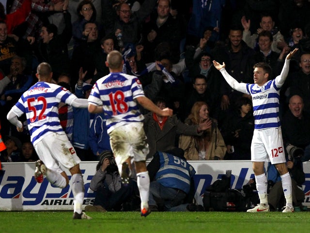 Jamie Mackie of QPR celebrates scoring the winning goal during the Barclays Premier League match between Queens Park Rangers and Liverpool at Loftus Road on March 21, 2012