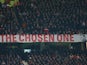 A general shot of the David Moyes banner at Old Trafford on March 25, 2014.