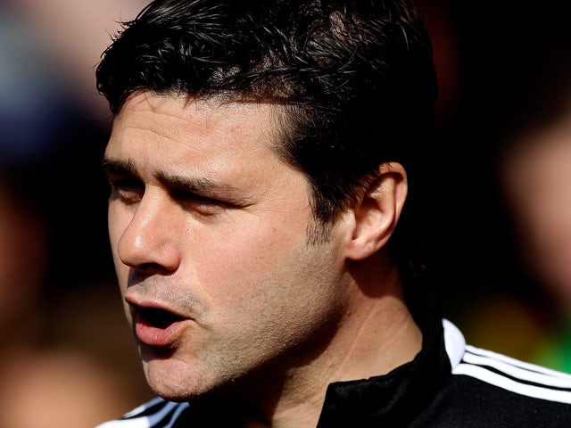 Southampton manager Mauricio Pochettino looks on prior to the Barclays Premier League match between Southampton and Newcastle United at St Mary's Stadium on March 29, 2014