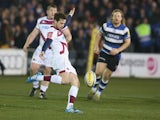 Danny Cipriani of Sale kicks the ball upfield during the Aviva Premiership match between Bath and Sale Sharks at the Recreation Ground on March 28, 2014