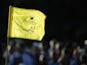 A detailed shot of the pin flag on the 18th green during the second round of the 2013 Masters at the Augusta National Golf Club on April 12, 2013