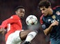 Manchester United's English striker Danny Welbeck (2R) controls the ball during the UEFA Champions League quarter-final first leg football match against Bayern Munich on April 1, 2014