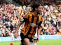George Boyd of Hull City celebrates after scoring the opening goal with a header during the Barclays Premier league match between Hull City and Swansea City at KC Stadium on April 5, 2014