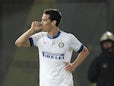 Hernanes of FC Internazionale Milano celebrates after scoring a goal during the Serie A match between AS Livorno Calcio and FC Internazionale Milano at Stadio Armando Picchi on March 31, 2014