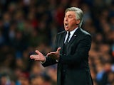 Carlo Ancelotti, coach of Real Madrid reacts during the UEFA Champions League Quarter Final first leg match between Real Madrid and Borussia Dortmund at Estadio Santiago Bernabeu on April 2, 2014