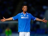 Gary McDonald of St Johnstone in action during the UEFA Europa League third qualifying round second leg match between St Johnstone and FC Minsk at McDiarmid Park stadium on August 8, 2013