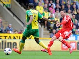 Morgan Amalfitano of West Bromwich Albion scores the opening goal during the Barclays Premier League match between Norwich City and West Bromwich Albion at Carrow Road on April 05, 2014