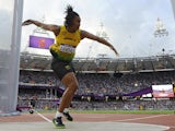 Jamaica's Allison Randall competes in the women's discus throw qualifying rounds at the athletics event during the London 2012 Olympic Games on August 3, 2012