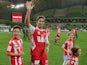 Harry Kewell of Melbourne Heart waves to the crowd with his children after playing his final match and retiring from football after their round 27 A-League match on April 12, 2014