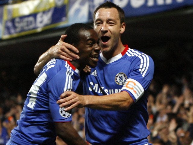 John Terry celebrates scoring for Chelsea against Marseille on August 28, 2010.